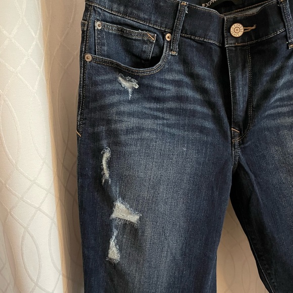 Express cropped skinny mid rise frayed jeans SZ 14 - Picture 5 of 11